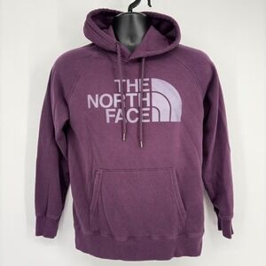The North Face Womens Hoodie Pullover Purple Logo Graphic‎ Cotton Blend Size S